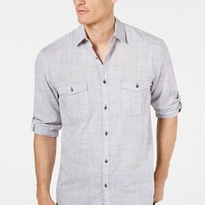 Alfani XL Light Gray Long Sleeve Casual Button-Down Shirt [66]